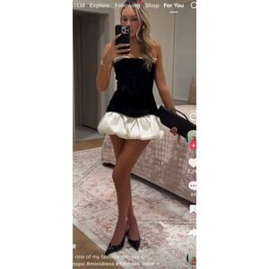 Small LPA black velvet and ivory Serena mini dress TikTok NWT HOCO $258